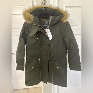 NEW! J.Crew $398 Olive Perfect Winter Parka Jacket Eco-Friendly PrimaLoft Size S